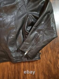 VTG Hudson Leather Belted Motorcycle Jacket 4XL Black Biker Cafe Racer