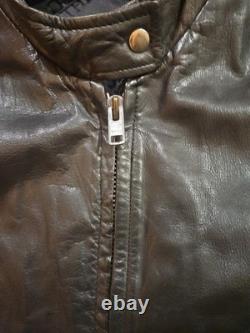 VTG Hudson Leather Belted Motorcycle Jacket 4XL Black Biker Cafe Racer