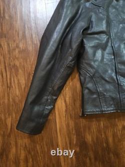 VTG Hudson Leather Belted Motorcycle Jacket 4XL Black Biker Cafe Racer
