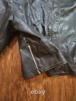 VTG Hudson Leather Belted Motorcycle Jacket 4XL Black Biker Cafe Racer