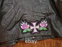 VTG Hudson Leather Belted Motorcycle Jacket 4XL Black Biker Cafe Racer