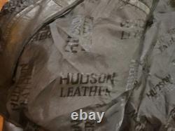 VTG Hudson Leather Belted Motorcycle Jacket 4XL Black Biker Cafe Racer