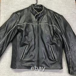 VTG Laurence Roy Motorcycle Jacket Mens L Black Leather Full Zip Pockets