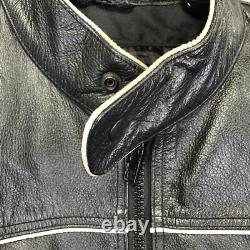 VTG Laurence Roy Motorcycle Jacket Mens L Black Leather Full Zip Pockets