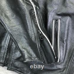 VTG Laurence Roy Motorcycle Jacket Mens L Black Leather Full Zip Pockets