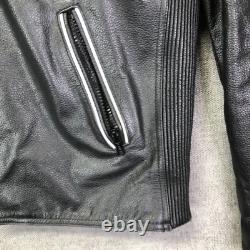 VTG Laurence Roy Motorcycle Jacket Mens L Black Leather Full Zip Pockets