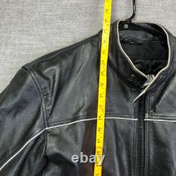 VTG Laurence Roy Motorcycle Jacket Mens L Black Leather Full Zip Pockets