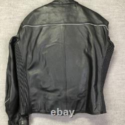VTG Laurence Roy Motorcycle Jacket Mens L Black Leather Full Zip Pockets