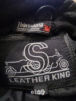 VTG Leather King Mens 40 Black Heavy Leather Motorcycle Jacket