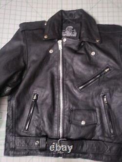 VTG Leather King Mens 40 Black Heavy Leather Motorcycle Jacket