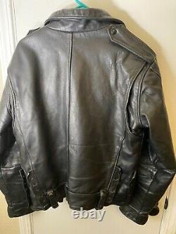 VTG Leather Odyssey Black Motorcycle Jacket CA Mens Sz 44. Brass Talon Zippers