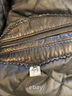 VTG Leather Odyssey Black Motorcycle Jacket CA Mens Sz 44. Brass Talon Zippers