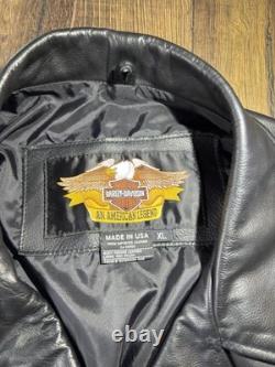 VTG Made USA Harley Davidson Black Leather Biker Motorcycle Moto Jacket XL Nice