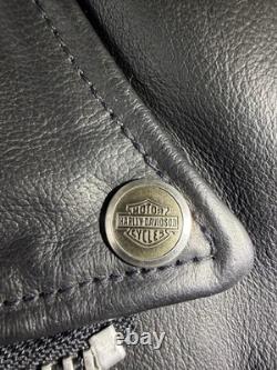 VTG Made USA Harley Davidson Black Leather Biker Motorcycle Moto Jacket XL Nice