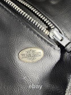 VTG Made USA Harley Davidson Black Leather Biker Motorcycle Moto Jacket XL Nice