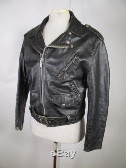 VTG Men 60's SCHOTT Perfecto Motorcycle Cafe Racer Leather Jacket Size 44 14507