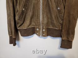 VTG Men's L DIESEL Brown Goatskin Suede Leather Bomber Jacket Magic Squares unit