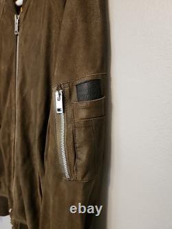 VTG Men's L DIESEL Brown Goatskin Suede Leather Bomber Jacket Magic Squares unit