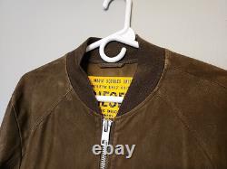 VTG Men's L DIESEL Brown Goatskin Suede Leather Bomber Jacket Magic Squares unit