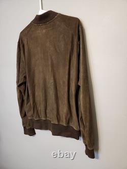 VTG Men's L DIESEL Brown Goatskin Suede Leather Bomber Jacket Magic Squares unit