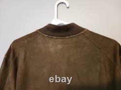 VTG Men's L DIESEL Brown Goatskin Suede Leather Bomber Jacket Magic Squares unit