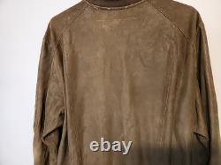VTG Men's L DIESEL Brown Goatskin Suede Leather Bomber Jacket Magic Squares unit