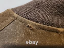 VTG Men's L DIESEL Brown Goatskin Suede Leather Bomber Jacket Magic Squares unit