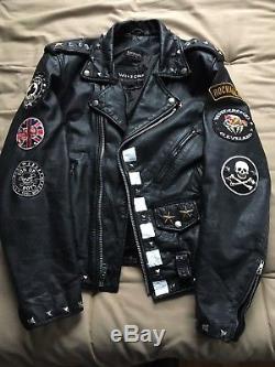 VTG Men's Leather Rocker Repro Punk Biker Jacket Club 59 Cafe Racer