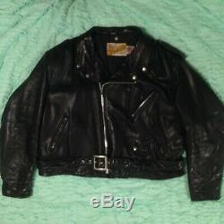 VTG Mens Schott Perfecto 618 Black Steerhide Leather Motorcycle Biker Jacket 54