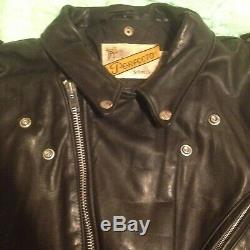 VTG Mens Schott Perfecto 618 Black Steerhide Leather Motorcycle Biker Jacket 54