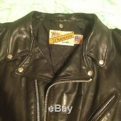 VTG Mens Schott Perfecto 618 Black Steerhide Leather Motorcycle Biker Jacket 54