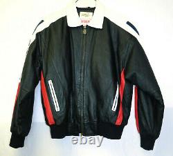 VTG Michael Hoban Wheremi Mens M Leather Motorcycle Bomber American Flag Jacket