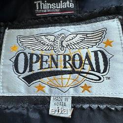 VTG Open Road Mens 42 Leather Biker Motorcycle Jacket Full Zip Black Thinsulate