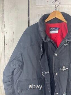 VTG Polo Ralph Lauren L Waxed Oil Western RRL Down Puffer Fireman Jacket Jacket