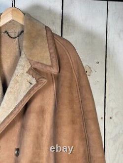 VTG Polo Ralph Lauren M/L Shearling Fur Tan Leather RRL Marlboro Western Jacket