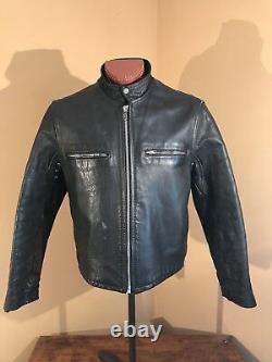 VTG Protech Cafe Racer Motorcycle Bobber Steer Hide Jacket Mens US XLarge Rare