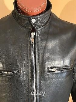 VTG Protech Cafe Racer Motorcycle Bobber Steer Hide Jacket Mens US XLarge Rare
