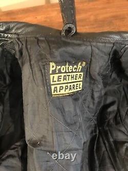VTG Protech Cafe Racer Motorcycle Bobber Steer Hide Jacket Mens US XLarge Rare