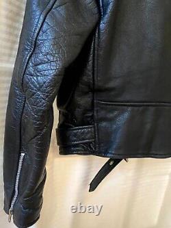 VTG Protech Leather Apparel Zipper Motorcycle Biker Jacket Black Mens 42