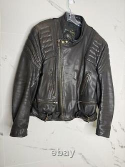 VTG ROSSANO racer Motorcycle Biker THICK Leather Jacket 46 Insulated 80's Ykk
