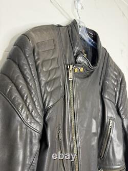 VTG ROSSANO racer Motorcycle Biker THICK Leather Jacket 46 Insulated 80's Ykk