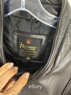 VTG ROSSANO racer Motorcycle Biker THICK Leather Jacket 46 Insulated 80's Ykk