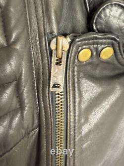 VTG ROSSANO racer Motorcycle Biker THICK Leather Jacket 46 Insulated 80's Ykk