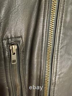 VTG ROSSANO racer Motorcycle Biker THICK Leather Jacket 46 Insulated 80's Ykk