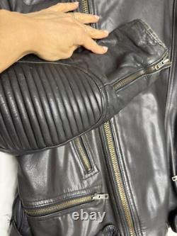 VTG ROSSANO racer Motorcycle Biker THICK Leather Jacket 46 Insulated 80's Ykk