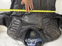 VTG ROSSANO racer Motorcycle Biker THICK Leather Jacket 46 Insulated 80's Ykk