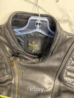 VTG ROSSANO racer Motorcycle Biker THICK Leather Jacket 46 Insulated 80's Ykk