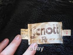 VTG Schott Black Leather 657 Cafe Racer Lined Motorcycle Jacket Size 42