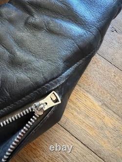 VTG Schott Black Leather 657 Cafe Racer Lined Motorcycle Jacket Size 42