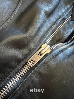 VTG Schott Black Leather 657 Cafe Racer Lined Motorcycle Jacket Size 42